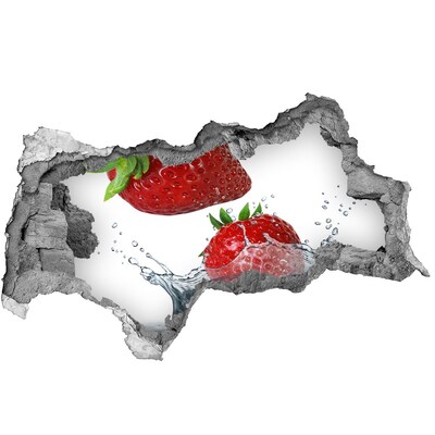 Pegatina decorativa agujero en la pared 3d Fresas jugosas en agua