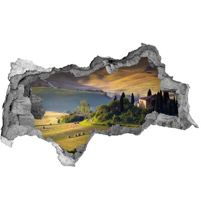 Fotomural autoadhesivo efecto agujero 3d El idílico paisaje de la Toscana