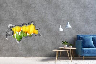 Pegatina decorativa agujero en la pared 3d Flores de tulipán en un agujero en la pared.