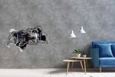 Vinilo efecto 3d pared rota irregular Mariposas en un espacio mágico