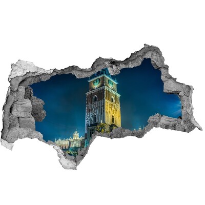 Fototapeta dziura na ścianę 3d Zegarowa wieża w Krakowie