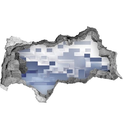 Vinilo efecto 3d pared rota irregular Espacio abstracto en tonos azules