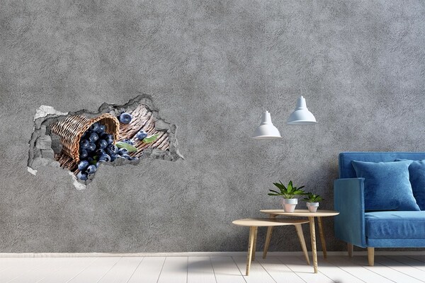 Fotomural autoadhesivo efecto agujero 3d Bayas en una cesta