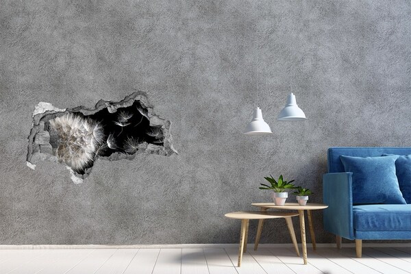 Pegatina decorativa agujero en la pared 3d Dientes de león en el espacio negro