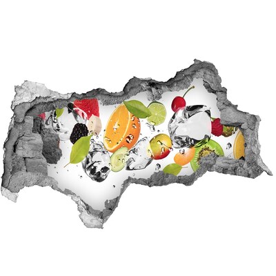 Pegatina decorativa agujero en la pared 3d Cóctel de frutas en una cascada