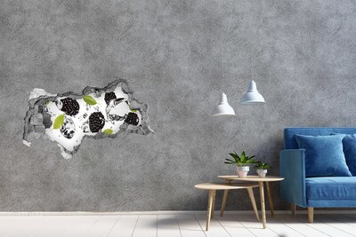 Pegatina decorativa agujero en la pared 3d Explosión de fruta en hormigón