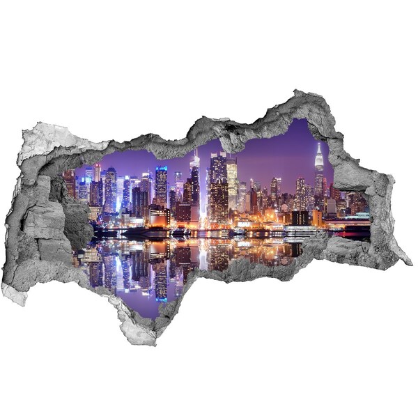 Fototapeta dziura na ścianę 3d Nowy Jork nocą