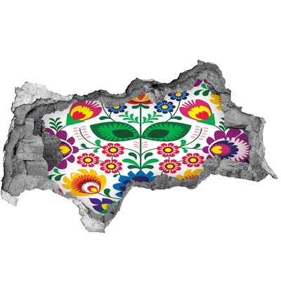 Pegatina decorativa agujero en la pared 3d Patrón floral sobre un fondo de hormigón.