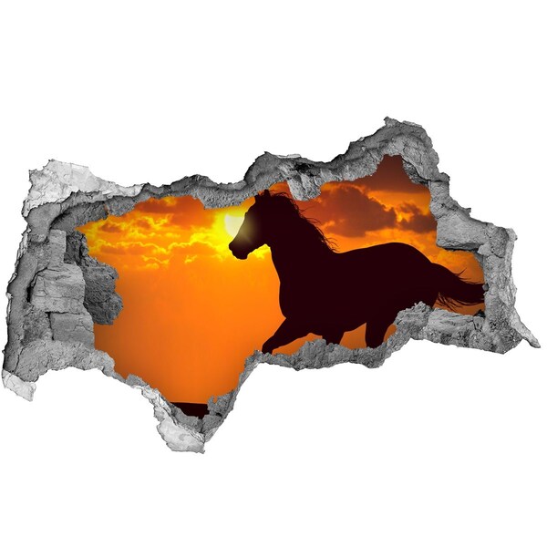 Vinilo adhesivo boquete en la pared rota Caballo al atardecer