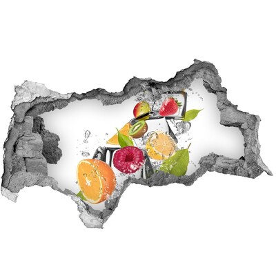 Vinilo efecto 3d pared rota irregular Cóctel de frutas con hielo