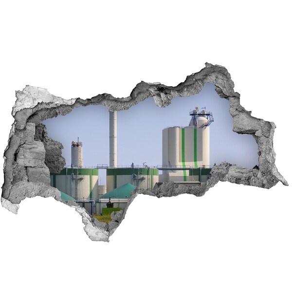 Vinilo efecto 3d pared rota irregular Fábrica al fondo