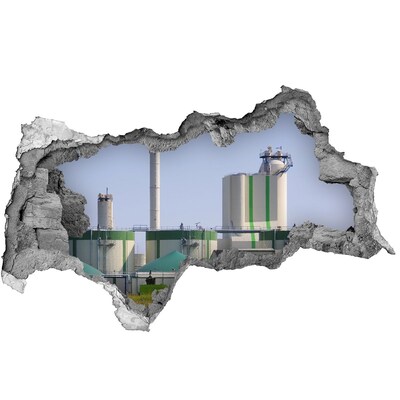 Vinilo efecto 3d pared rota irregular Fábrica al fondo