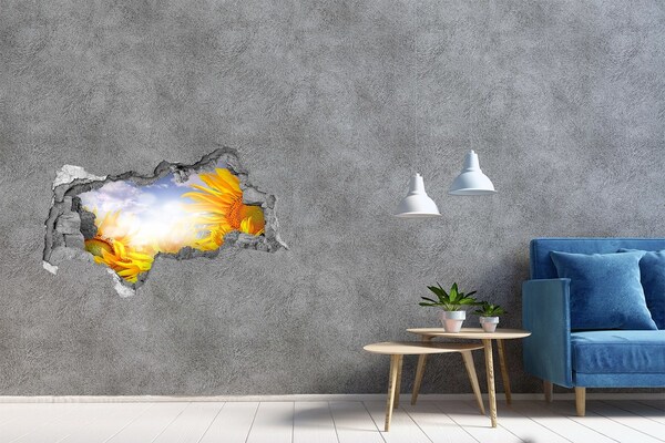 Vinilo adhesivo boquete en la pared rota Girasoles a la luz del sol
