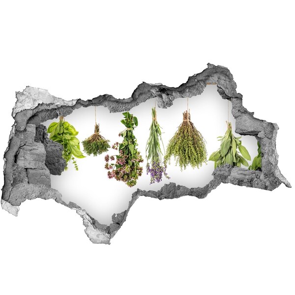 Fotomural autoadhesivo efecto agujero 3d Rincón de hierbas en la cocina