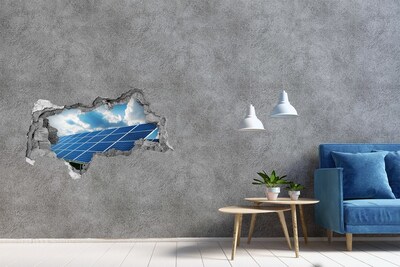 Fotomural autoadhesivo efecto agujero 3d Paneles solares en las nubes