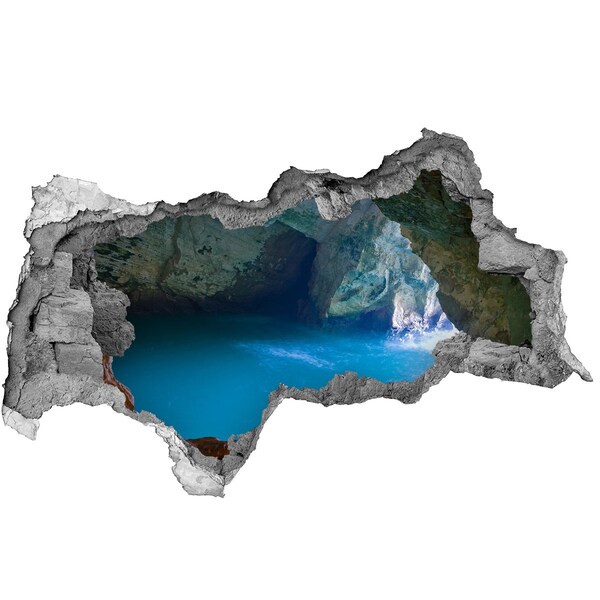 Vinilo adhesivo boquete en la pared rota Bahía en la cueva