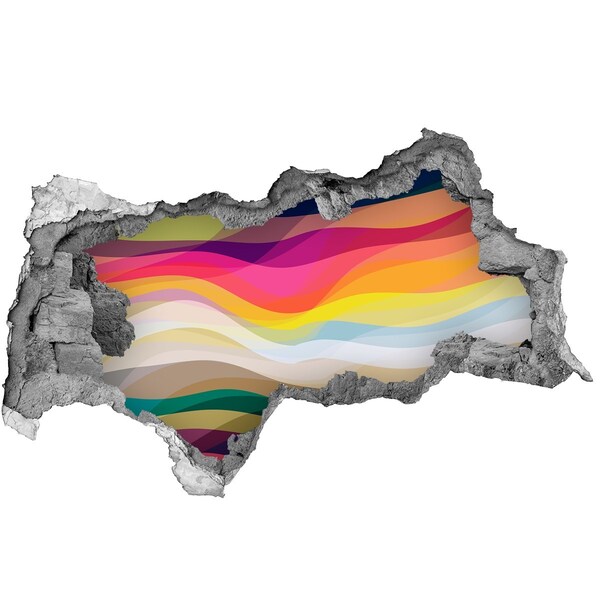 Vinilo efecto 3d pared rota irregular Ondas de colores sobre un fondo de hormigón