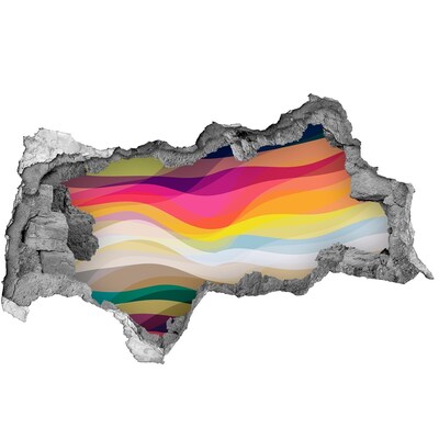 Vinilo efecto 3d pared rota irregular Ondas de colores sobre un fondo de hormigón
