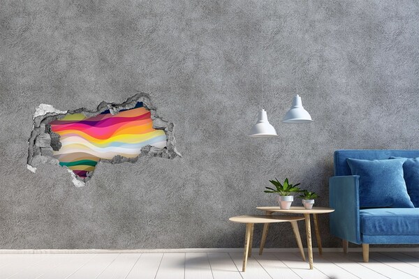 Vinilo efecto 3d pared rota irregular Ondas de colores sobre un fondo de hormigón