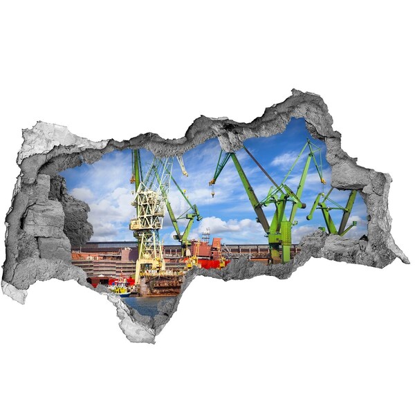 Fototapeta dziura na ścianę 3d Port przemysłowy w akcji