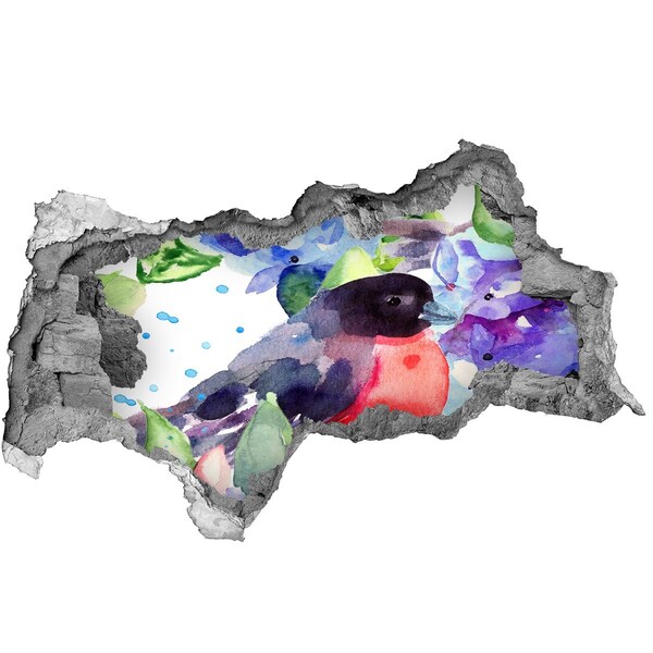 Dziura 3d fototapeta naklejka Ptak w kolorowej kompozycji