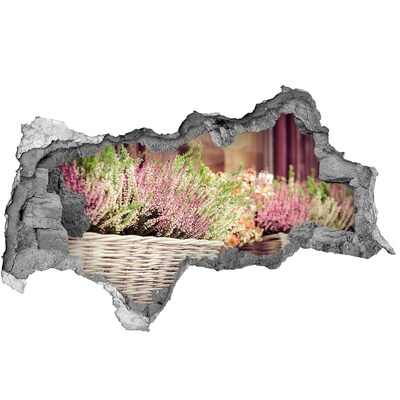 Fotomural autoadhesivo efecto agujero 3d Un rincón de flores en el jardín.