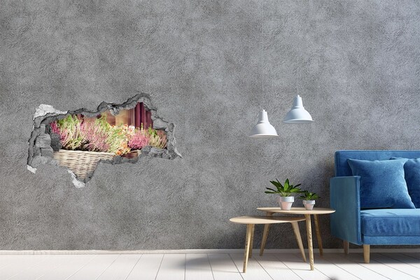 Fotomural autoadhesivo efecto agujero 3d Un rincón de flores en el jardín.