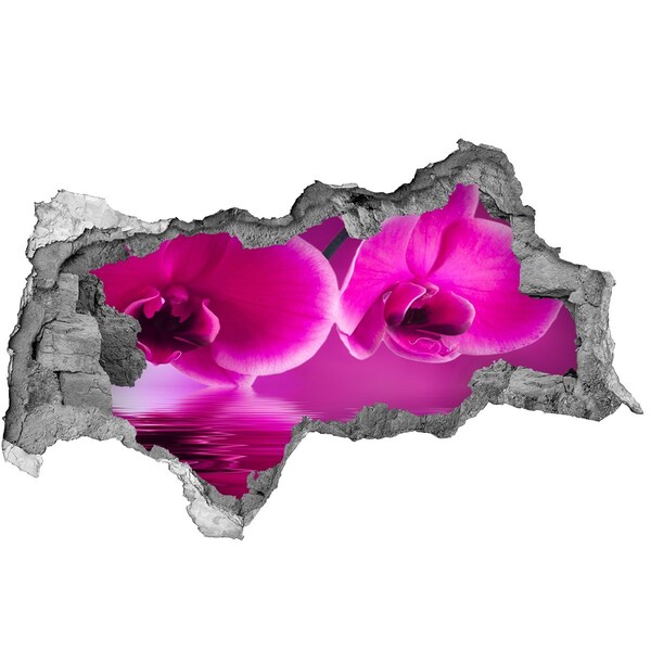 Fotomural autoadhesivo efecto agujero 3d Un paraíso floral en tonos rosa
