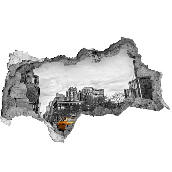 Pegatina decorativa agujero en la pared 3d Los taxis de la ciudad de Nueva York en el paisaje urbano