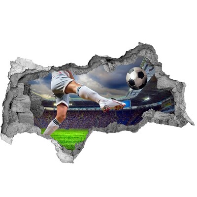 Fotomural autoadhesivo efecto agujero 3d Acción de fútbol en un ambiente de estadio