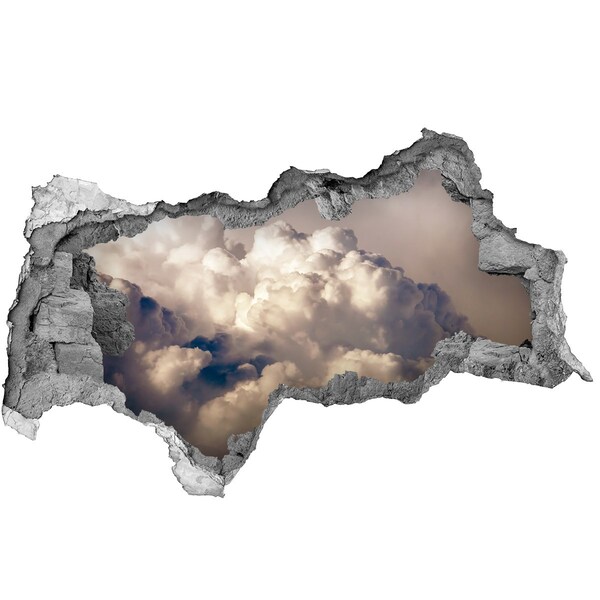 Fotomural autoadhesivo efecto agujero 3d Nubes detrás del muro