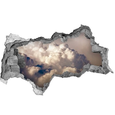 Fotomural autoadhesivo efecto agujero 3d Nubes detrás del muro