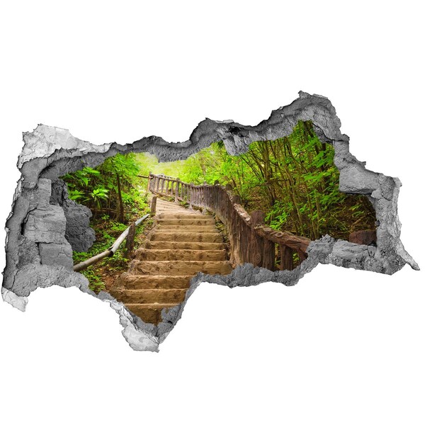 Pegatina decorativa agujero en la pared 3d Sendero forestal en las montañas