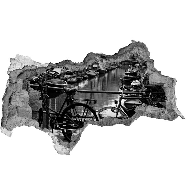 Pegatina decorativa agujero en la pared 3d Canal para bicicletas