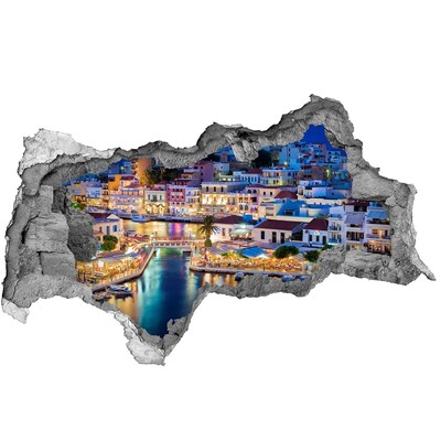 Vinilo efecto 3d pared rota irregular Un pintoresco pueblo costero