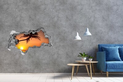 Vinilo efecto 3d pared rota irregular Atardecer en una playa tropical