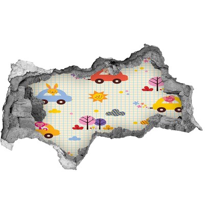 Fotomural autoadhesivo efecto agujero 3d Un mundo infantil lleno de alegría