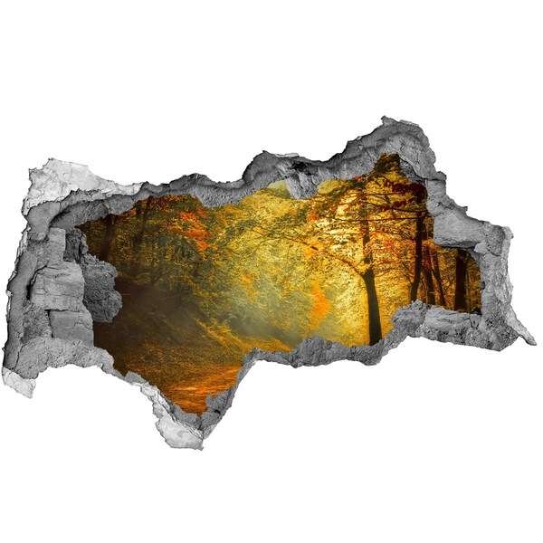 Vinilo adhesivo boquete en la pared rota Otoño dorado en el bosque