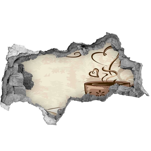 Pegatina decorativa agujero en la pared 3d Una encantadora taza de café humeante