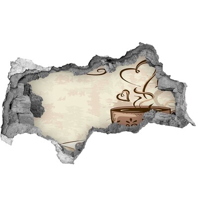 Pegatina decorativa agujero en la pared 3d Una encantadora taza de café humeante