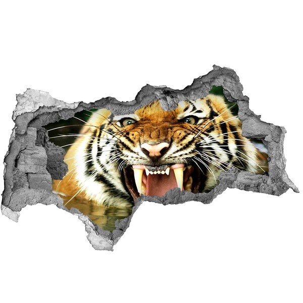 Fotomural autoadhesivo efecto agujero 3d Tigre en acción