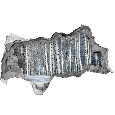 Vinilo adhesivo boquete en la pared rota Bosque invernal en blanco