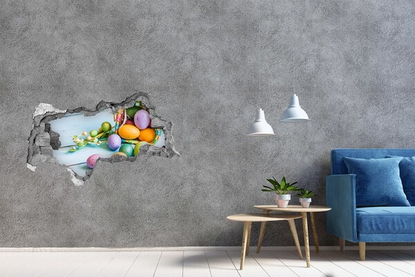 Pegatina decorativa agujero en la pared 3d Huevos de Pascua en el agujero