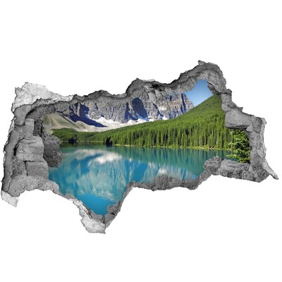 Fotomural autoadhesivo efecto agujero 3d Paisaje de montaña con un lago