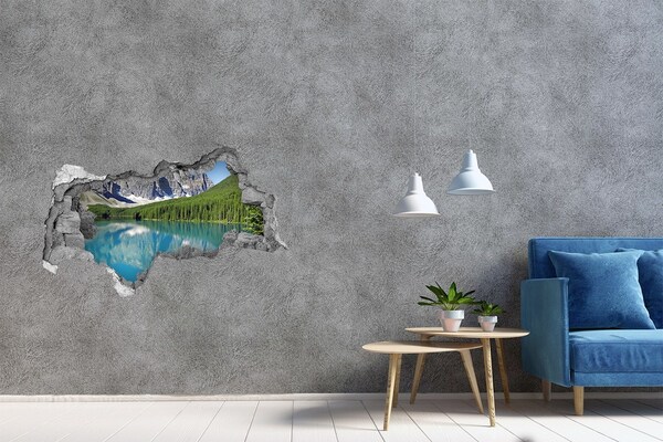 Fotomural autoadhesivo efecto agujero 3d Paisaje de montaña con un lago