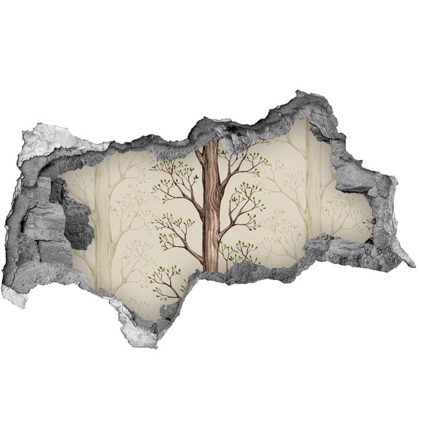 Fotomural autoadhesivo efecto agujero 3d Muro roto con un árbol