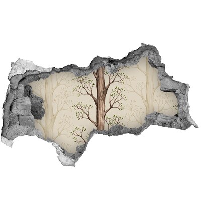 Fotomural autoadhesivo efecto agujero 3d Muro roto con un árbol