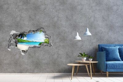 naklejka fototapeta 3D na ścianę Karaibska plaża przez dziurę w ścianie