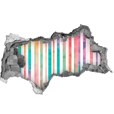 Fotomural autoadhesivo efecto agujero 3d Geometría colorida detrás del agujero en la pared.
