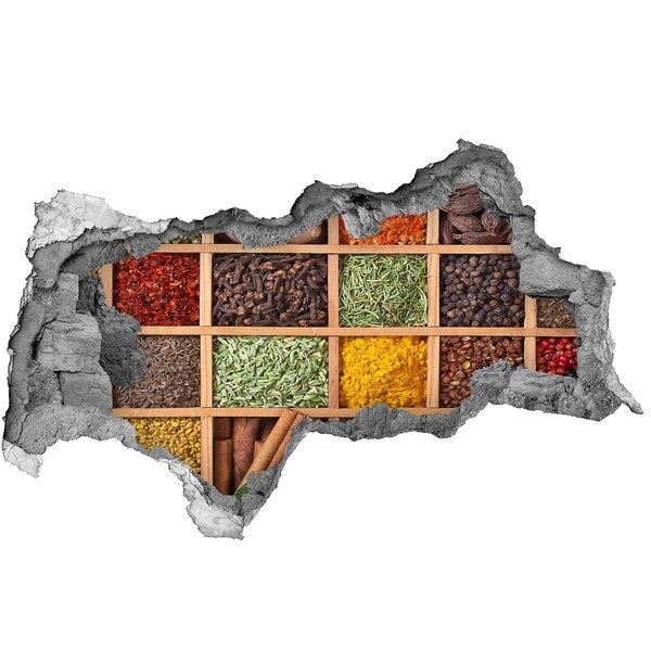 Pegatina decorativa agujero en la pared 3d Una cocina llena de especias